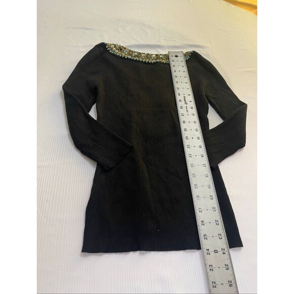 Berek By Takako Sakon Black Embellished Top Sweater Size Small - Picture 9 of 9